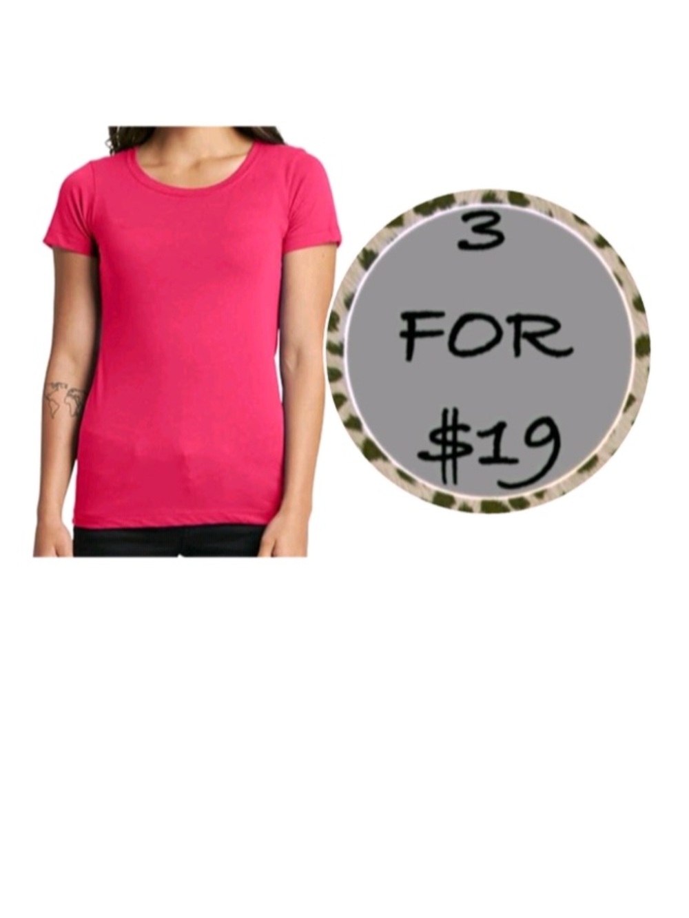 3/$19 Bright pink short sleeve T-shirt